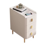 Table de chevet intelligente avec charge sans fil et lumière LED, table de chevet en acier durable de luxe