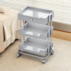 Carrello da Salone Moderno Bianco a 3 Ripiani con Cassetto, Carrello Professionale su Ruote per Saloni di Bellezza, Spa e Centri Estetici - Product Image 2