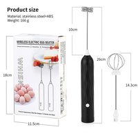 Mousseur à lait XL Fouet électrique à main rechargeable Mélangeur à café avec 2 fouets en acier inoxydable Mélangeur à mousse réglable à 3 vitesses