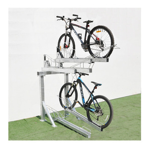 En Acier Galvanisé réglable Vélo Support 4 <span class=keywords><strong>Route</strong></span> Vélo Support À 2 Niveaux De Stationnement De Bicyclette Avec Rampe de Levage Vertical Support - Product Image 2