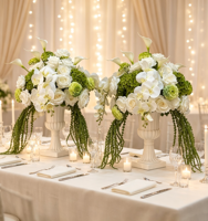 Bouquet de fleurs pour centre de table de mariage, 60 cm, blanc, vert, rose, phalaenopsis, décoration florale mixte pour fête de mariage