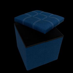 Modern <b>Stool</b> Living Room Furniture <b>Storage</b> Box Fabric Stainless Steel Bamboo Highest Quality Sample Available - Product Image 3
