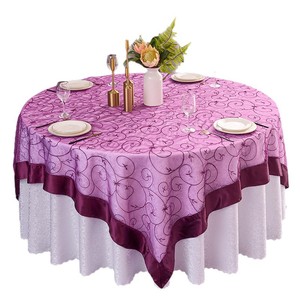 Organza borduurwerk hotel bruiloft banket tafellaken grote maat garen borduurwerk kant met bladerenpatroon - Product Image 5