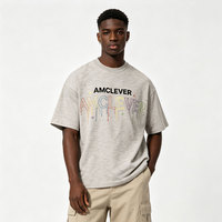 T-shirt basique décontracté en coton slub 190 g/m² à manches courtes AMCLEVER, couleur unie, coupe ample, nouvelle collection streetwear