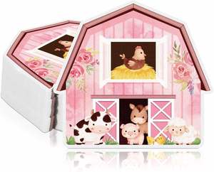 Animal Themed Decor <b>Disposable</b> Pink Barnyard Paper <b>Plates</b> for Birthday Party 10x10 in - Product Image 1