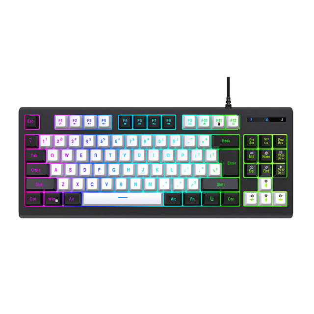 G69 Wired Colorful Backlit Mechanical Ergonomic Gaming Keyboard 87 Keys RGB Light Game Office Keyboard