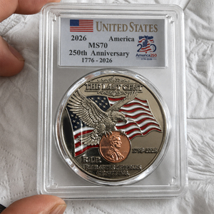 Moneta Commemorativa USA 250° Anniversario in Lega di Zinco Argentata, Penny dell'Aquila R.I.P. Ultimo Centesimo, Medaglia 3D a Rilievo Alto con Stampa Fronte-Retro, da Collezione - Product Image 2