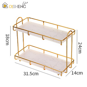 <span class=keywords><strong>2</strong></span> lớp ánh sáng sang trọng bàn trang điểm Máy tính để bàn mỹ phẩm tổ chức Giá hộp Vanity nhà vệ sinh phòng tắm lưu trữ Kệ - Product Image 2