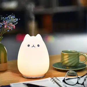 USB de dibujos animados gato humidificador ultrasónico con luz LED difusor de Aroma