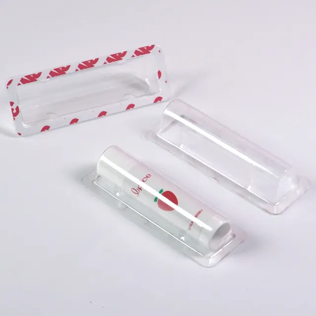 Plateau de rouges à lèvres en plastique transparent, 50 pièces, bâton adhésif au dos, PVC PP plastique, carte à clapet