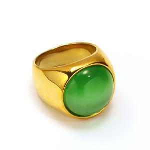 Personalizado 18K chapado en oro multicolor piedra preciosa ojo de gato anillo de acero de titanio estilo Punk accesorios de acero inoxidable DM 689 - Product Image 6