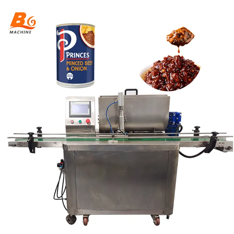 Automatic Glass Bottle Jar Can Rotor Pump Chunk Chili Sauce Meat Paste Sauce Filling Machine With Heating Mixing Stirrer Tank