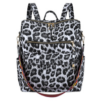 PU cuir imprimé léopard rétro mode doux imperméable fermeture à glissière Polyester décontracté nouveau Style convertible sac à dos pour les filles