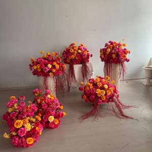M-FB226 High Quality <b>silk</b> <b>flower</b> ball centerpiece customized 50 60cm <b>flower</b> ball luxury rose ball <b>flowers</b> for wedding decor - Product Image 1