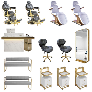 Juego de Muebles de Salón de Belleza de <span class=keywords><strong>Diseño</strong></span> Atractivo y Cómodo, Silla de Barbero de Acero Inoxidable Metálico <span class=keywords><strong>para</strong></span> Salón de Belleza - Product Image 3