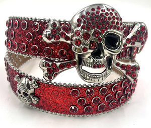 Cinturones Occidentales de Último Diseño con Hebilla de Aleación, Adornados con Cristales, Correa de Cuero PU para <span class=keywords><strong>Boda</strong></span>, Remaches de Diamantes de Imitación y Perlas - Product Image 6