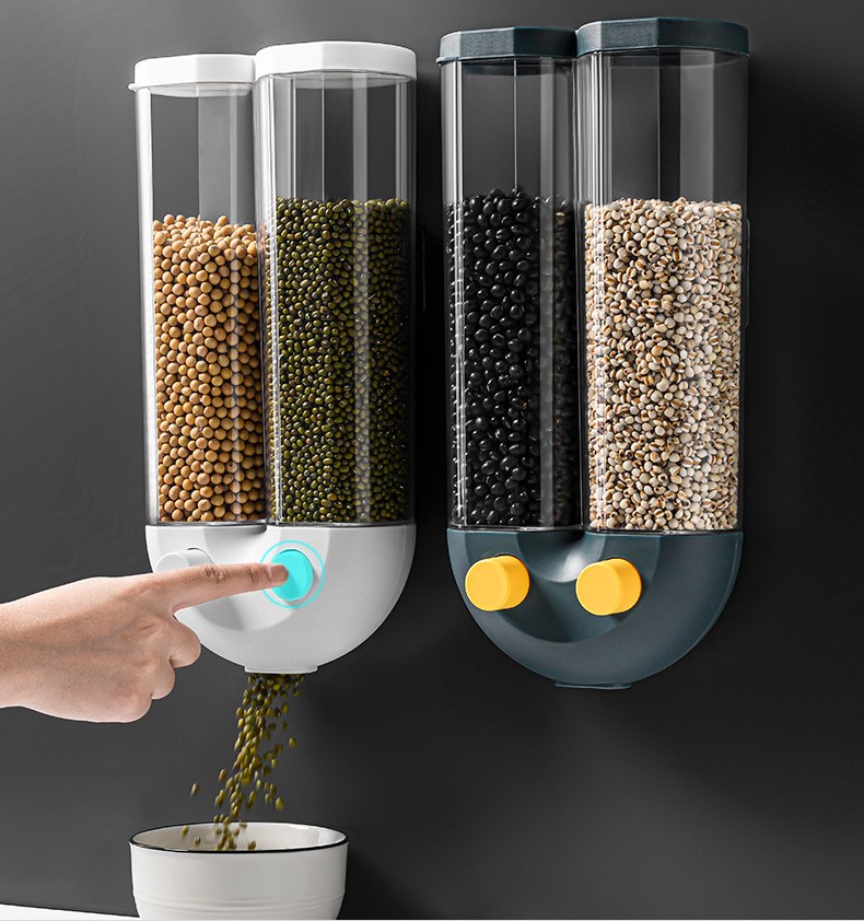 Пластиковый диспенсер для пищевых продуктов для кухни, Разделенное доказательство хлопьев, Диспенсер для рисового зерна, Автоматический сухой корм для кошек, Вращающееся хранилище, Кухонный контейнер