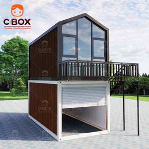 Cbox, maison préfabriquée modulaire écologique à deux étages, bureau, café, villa, mini-maisons avec garage, toit en pente, maison conteneur détachable - Product Image 3
