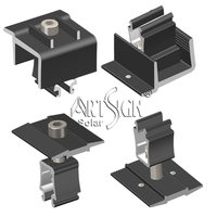 Art Sign Collier de serrage central solaire 30 mm anodisé noir, compatible avec panneaux solaires universels, collier de fixation d'extrémité pour module PV OEM pour système de rail