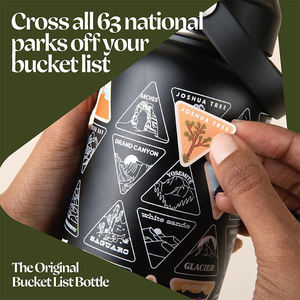 Official 50 States Bucket List Travel Water Bottle Tour National Parks Special Day Waterproof <b>Sticker</b> Stainless Steel Large - Product Image 5