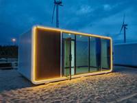 Lit en structure d'acier épaissie Apple Cabin |   Hôtel modulaire en conteneurs en bois et en acier, dortoir, restaurant |   Midcentury respirant