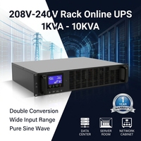 HOT Rack Mount HV 208/220/230/240V Online UPS 1K/2K/3K/6K/10KVA Baterai Eksternal Gelombang Sinus Murni untuk Pusat Data/Server/POS