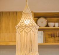 Abat-jour en macramé en coton fait main, style bohème, luminaire suspendu tissé, housse pour décoration nordique et hôtelière, chambre à coucher de luxe, lavable