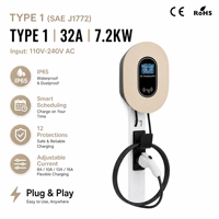 OEM ODM Station de recharge murale pour véhicules électriques de niveau 2 7 kW, compatible avec les voitures électriques, chargeur mural de type 1 avec courant nominal de 32 A
