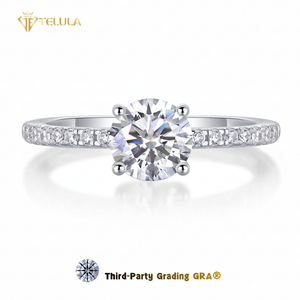 Anillos de Moissanita de 5ct, Corte Redondo, Joyería al por Mayor, Certificado GRA, VVS, Anillo de Moissanita para Compromiso y Boda - Product Image 1