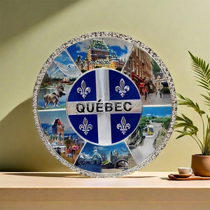 Tấm Trang Trí Lưu Niệm Hình Lá Cờ Nai Sừng Tấm Quebec Cờ In Hình Thành Phố Quốc Gia Tùy Chỉnh Canada Có Nắp Đứng - Product Image 1