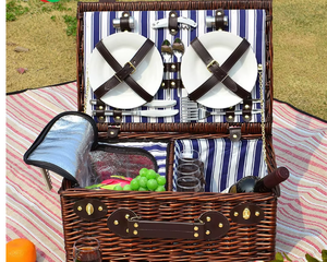 Vintage Straw Picnic Basket With Lid Portable Cooler Bag For Outdoor Use - Product Image 2