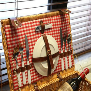 Rattan varil piknik sepeti yalıtımlı çocuklar hasır stok yuvarlak 2 bambu deri Touring Mini parti Favor - Product Image 4