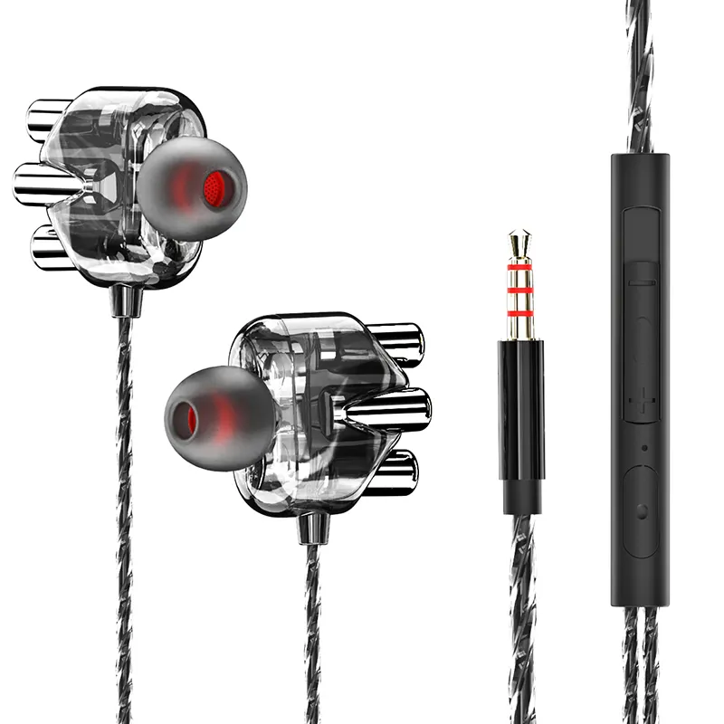Transparante Earshell Headset Dual Dynamics Luidsprekers Hoofdtelefoon Draad Bass Oortelefoon