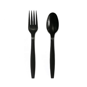 Juego de <span class=keywords><strong>Cubiertos</strong></span> <span class=keywords><strong>Desechables</strong></span> Biodegradables y Sostenibles para Fiestas, con Tenedor, Cuchara y Servilleta <span class=keywords><strong>Negros</strong></span>, en Bolsa OPP para Ensaladas - Product Image 2