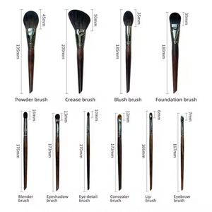 Ulikeke 10PCS Make up Brushes Kits Private Label Natural Wooden Handle High Quality Luxury Goat Hair Makeup Brushes - Product Image 2