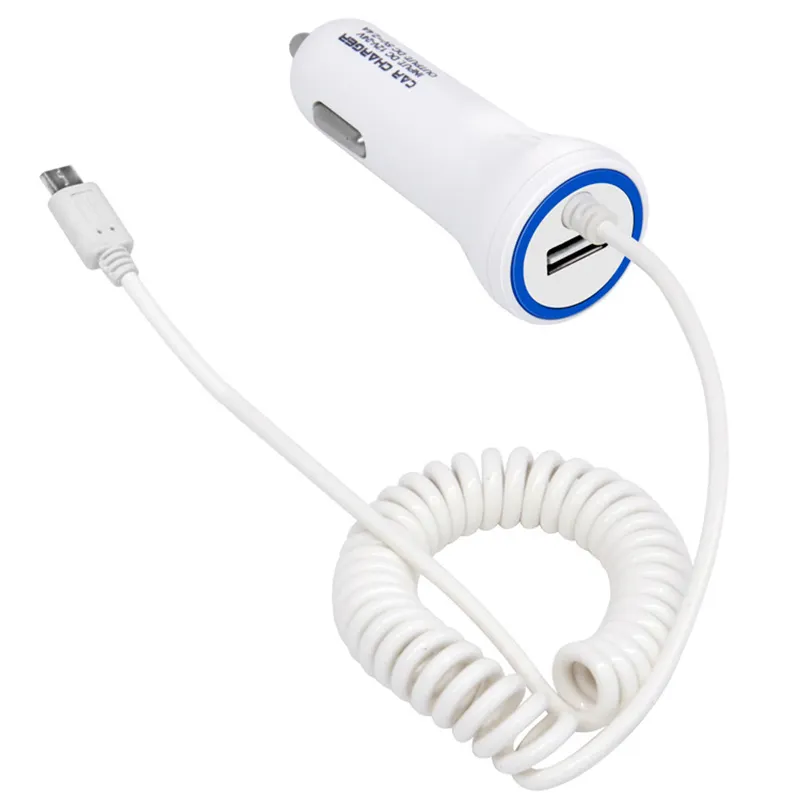 5V4.8A USB Автомобильное зарядное устройство для прикуривателя с 1 м Micro USB спиральной пружиной кабель для автомобильных сигар для автомобилей 12-24 В