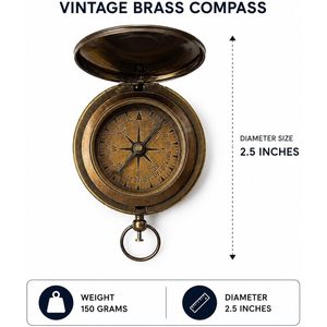 Ross London <b>Antique</b> Brass Pocket <b>Compass</b> Nautical Design Vintage Marine Navigation Device Handcrafted Analog Display - Product Image 3