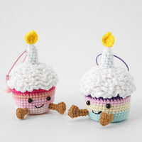 Porte-clés unisexe en peluche, fait main, coloré, au crochet, KIVA, en polyester et coton PP, en forme de petit gâteau, pour fêtes, jouet alimentaire miniature