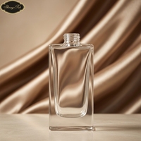 Bouteille de parfum en verre personnalisée de luxe rectangle 30mI de haute qualité de forme plate avec pulvérisateur à pompe et excellente étanchéité