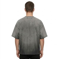 T-shirt Homme Col Rond Manches Courtes Coupe Décontractée avec Détails Déchirés et Bords Bruts Style Urbain Personnalisé OEM Effet Vieilli