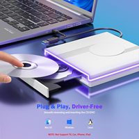 Unidad de CD/DVD Externa USB 3.0 Tipo-C RGB, Grabadora Portátil Ultradelgada, Unidad Óptica RW para Computadora Portátil, PC de Escritorio, Mac, Windows