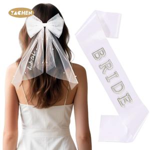 ياشين العروس لتكون لافتة الزفاف دش تاج العروس ليكون وشاح وحجاب الزفاف دش الزفاف العازبة مجموعة زينة الحزب - Product Image 1