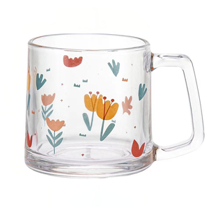 Tasse en verre imprimée à fond large de 335ml 12oz tasses durables de petit déjeuner au lait yaourt à l'avoine avec impression Tulipe <span class=keywords><strong>Daizy</strong></span> Strawberry Designs - Product Image 1