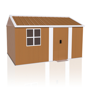 Caseta de Almacenamiento Metálica de 12x8 Pies para Jardín, Impermeable, con Ventana, Puerta Individual y Techo Inclinado, Disponible en Almacén de EE. UU. - Product Image 1