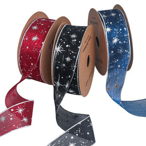 Односторонняя лента с серебряными звездами, 4 см - Product Image 1