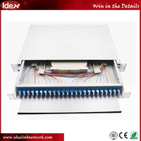 Panel patch serat optik multi mode tunggal/dipasang di dinding 24 port simpleks 19 "1U tipe geser ODF