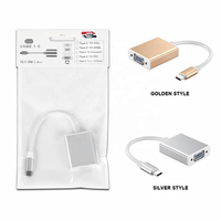 Adaptor Aluminium Alloy Tipe-C ke VGA 1080P 4K Output HDTV Pelindung PVC Berjaring Konverter Proyektor Komputer