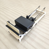 Reformer de Pilates de Madera de Arce con Manija Interior de Lujo, Cama de Pilates Reformer con Media Torre, Reformer de Pilates Plegable de Madera de Arce