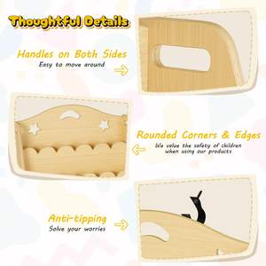 Étagère à livres pour tout-petits JQ, organisateur de jouets et <span class=keywords><strong>rangement</strong></span>, bibliothèque en bois Montessori à 3 niveaux pour enfants - Product Image 4