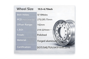 Nueva Llanta o Rin de Aluminio MEIKA de 19.5x6.75 para Camioneta Ligera - Brillante con 3 Años de Garantía - Product Image 4